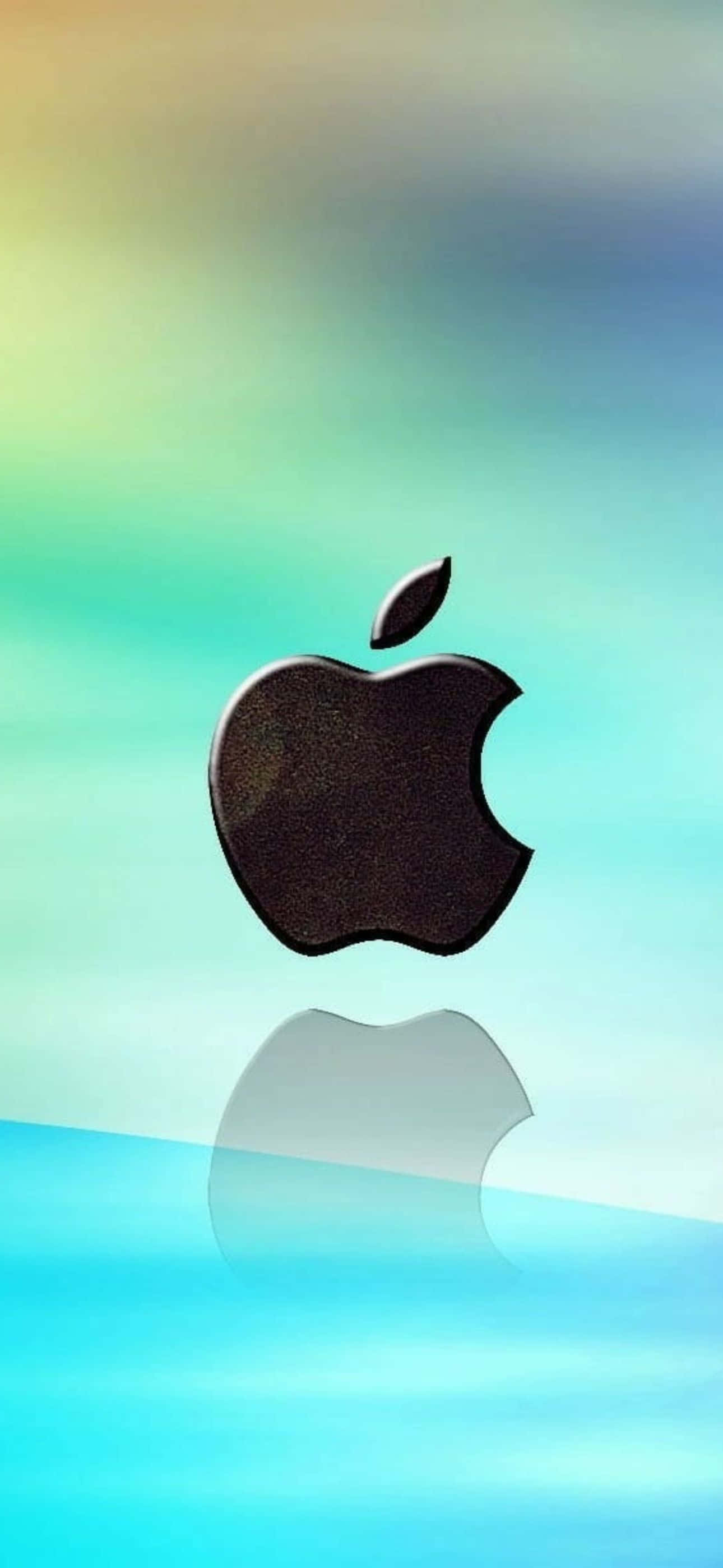 iPhone 14 Pro Max wallpaper with an abstract Apple logo reflected on a gradient background