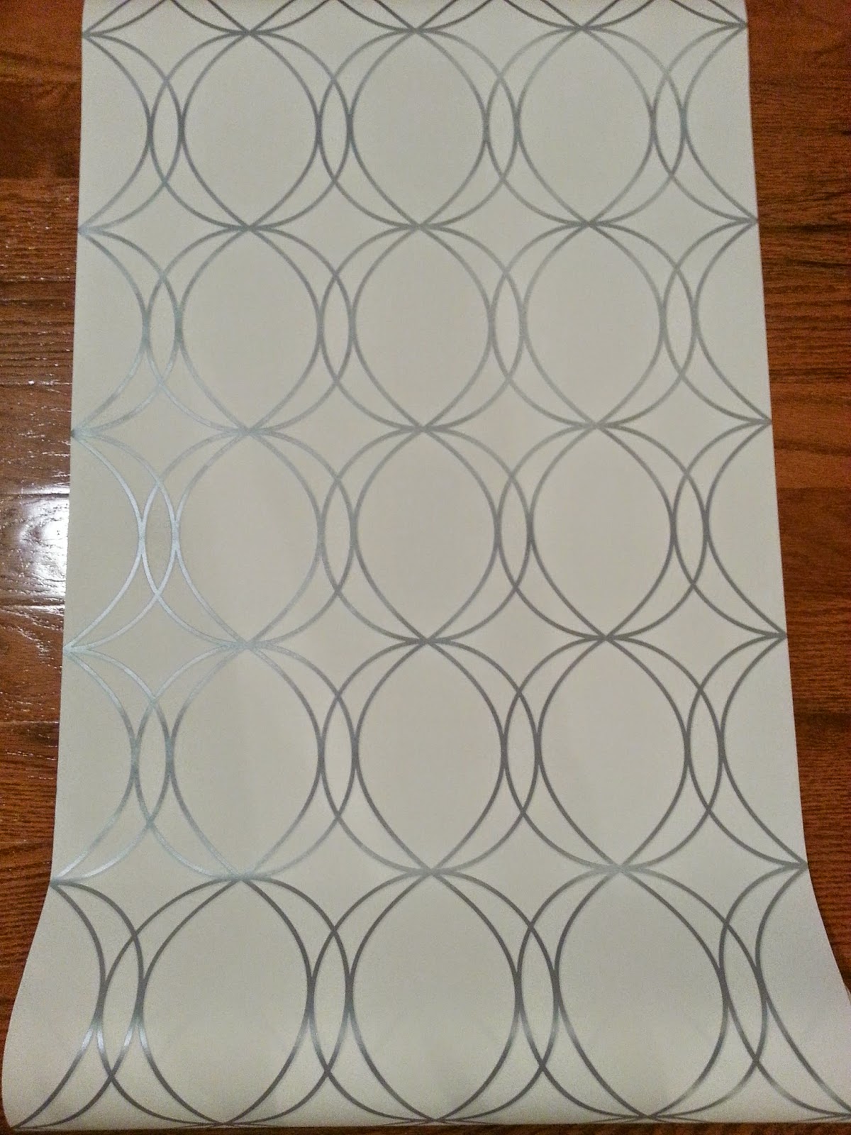 Allen Roth White Silver Circles Wallpaper