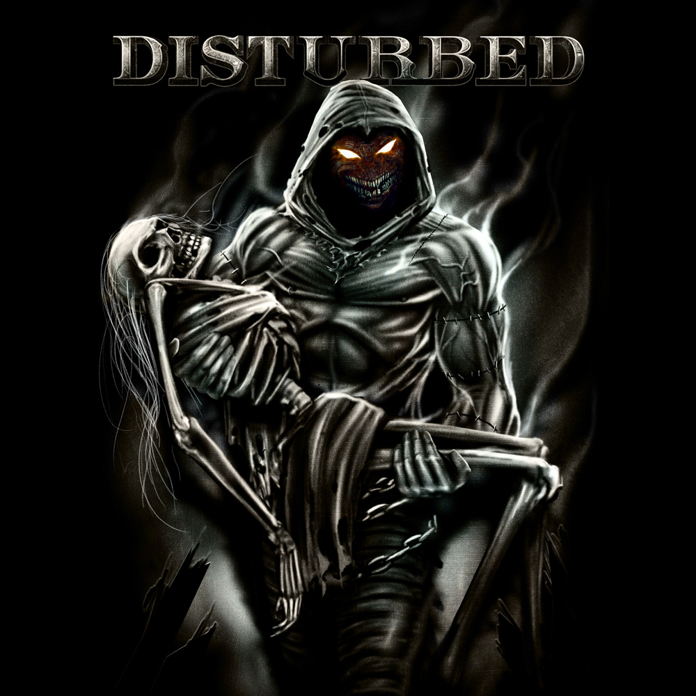 T-shirt Disturbed Evolution 'The Guy' – Uomo, Colore Nero, 100% Cotone, Vestibilità Regular, Stampa Fronte/retro