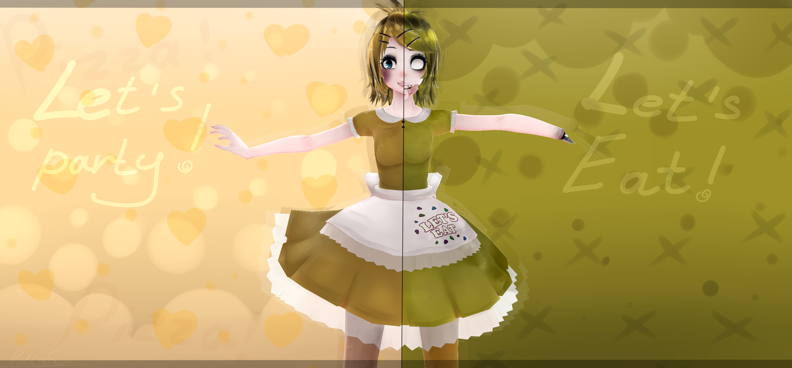 Mmd Fnaf Toy Chica And Old Rin By Nuttyfawn