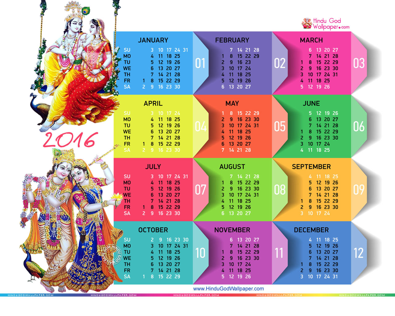 2016 Wallpaper Calendar   Desktop Calendar 2016 1280x1024