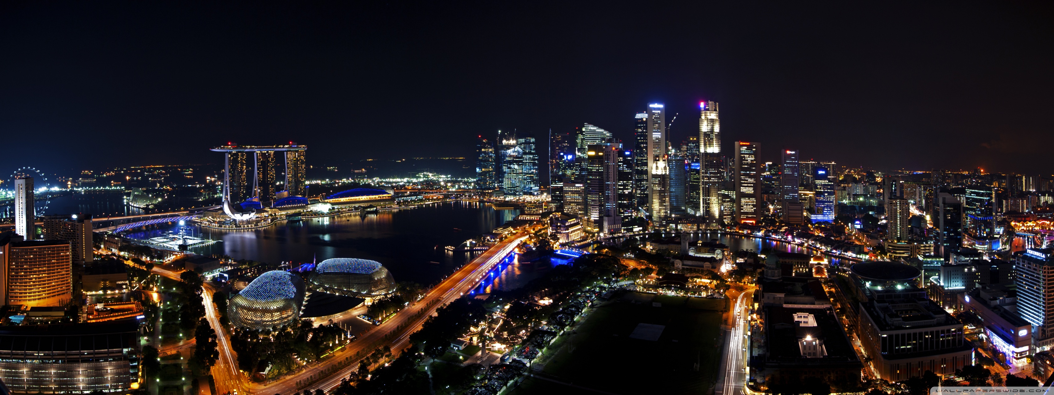 Singapore Night Panorama Ultra HD Desktop Background Wallpaper For