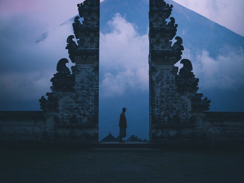 Gate Silhouette Loneliness Fog Bali Indonesia Background Toppng