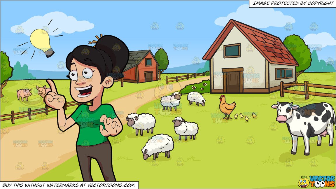 A Woman Suddenly Thinks Of An Idea And Farm Background Clipart
