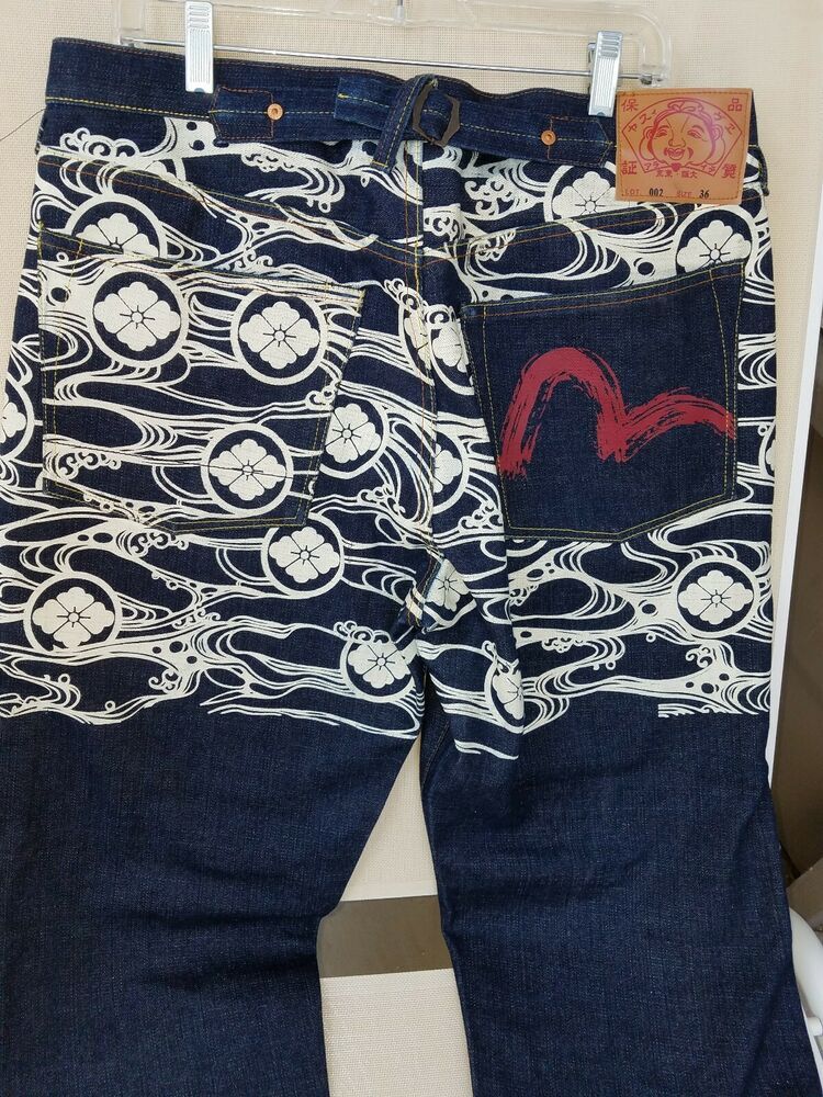 Evisu Lot Mens Size X Jean Button Fly Mod Flower Motif