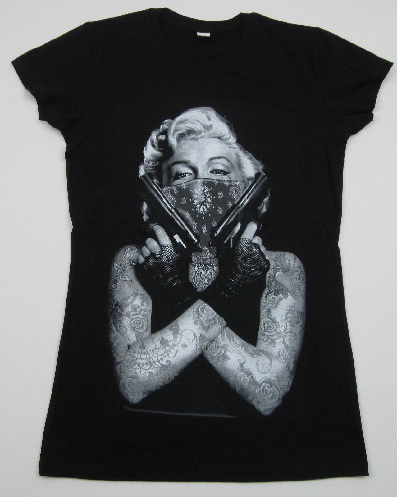 Abel Marilyn Monroe Art T Shirt Tattoo Bandit Tee Guns