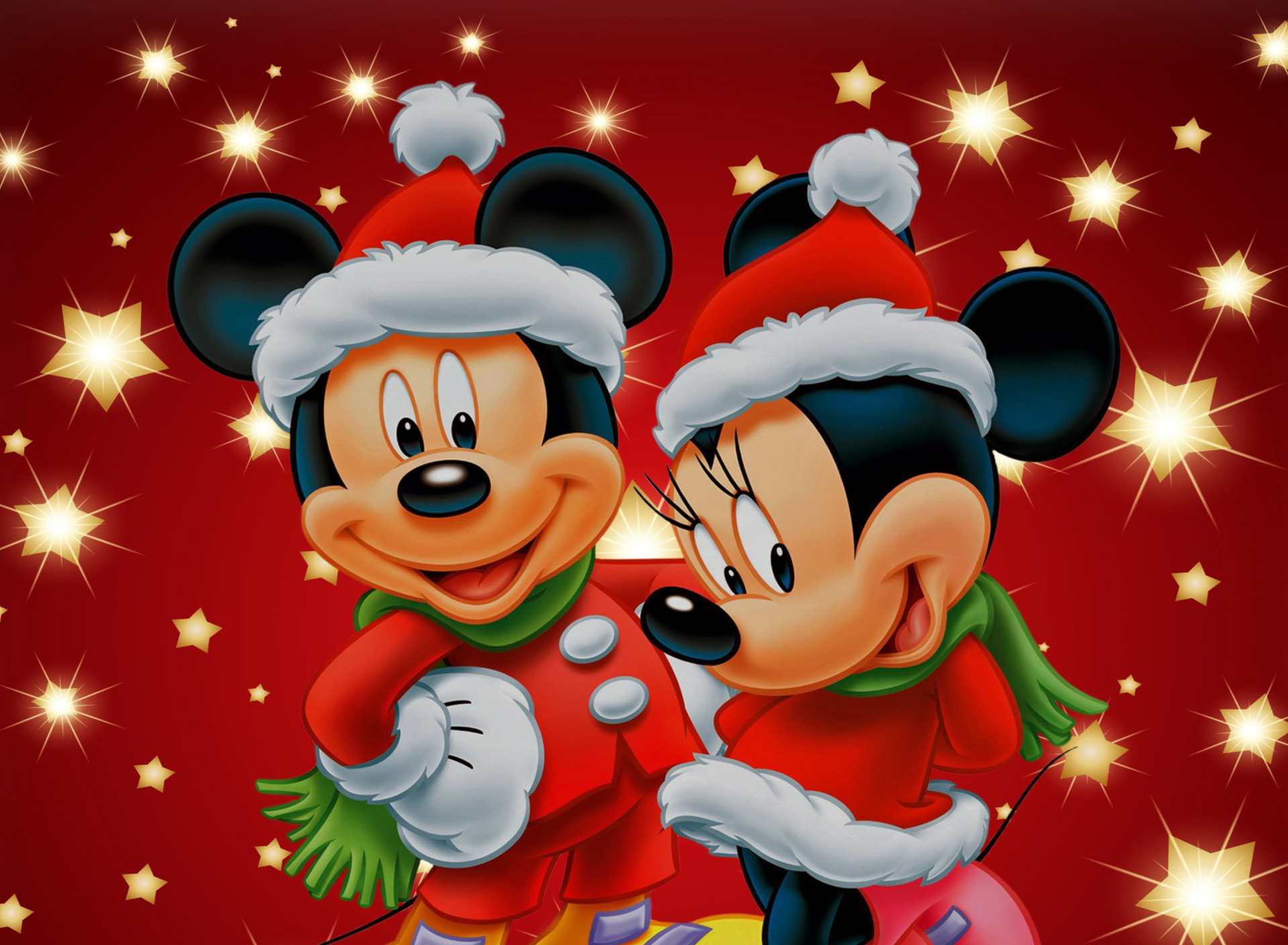 Mickey And Mini Mouse Christmas Time Android Wallpaper