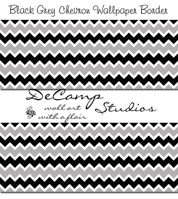 Black and Grey Chevron wallpaper wall art border decals for any family 570x637