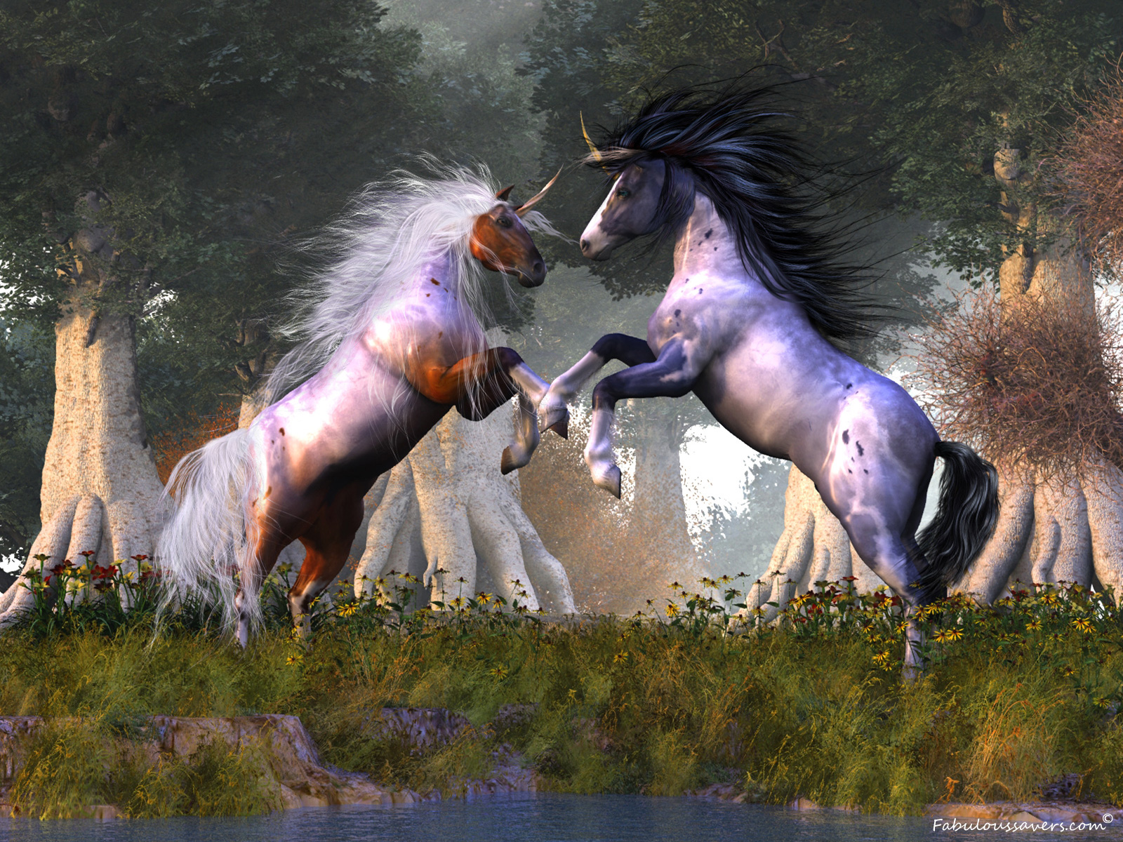 Fantasy Unicorns Puter Desktop Wallpaper
