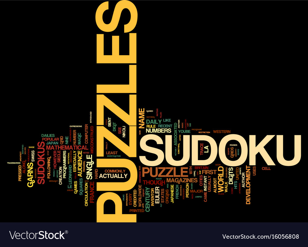 The Development Of Sudoku Puzzles Text Background Vector Image