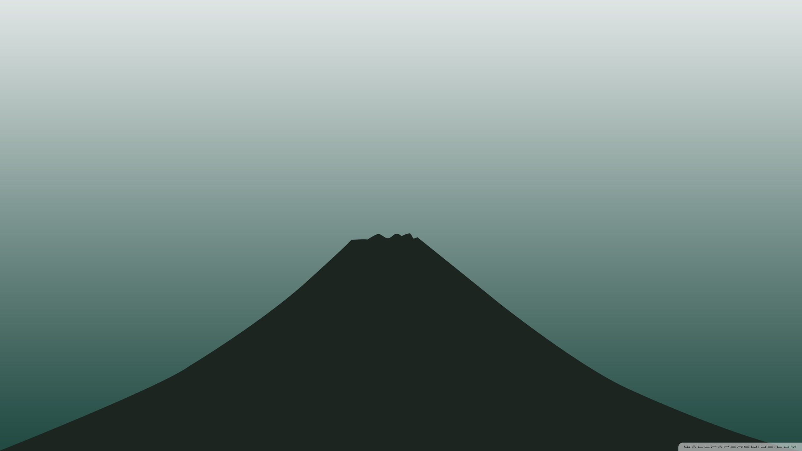 Minimalist illustration of a majestic mountain silhouetted against a gradient green sky