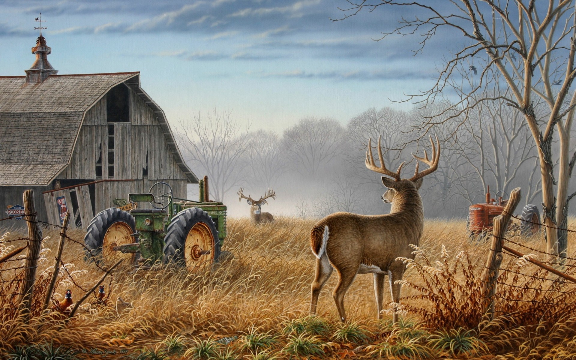 Wallpaper Animals Tractors Artwork Antelope Barn