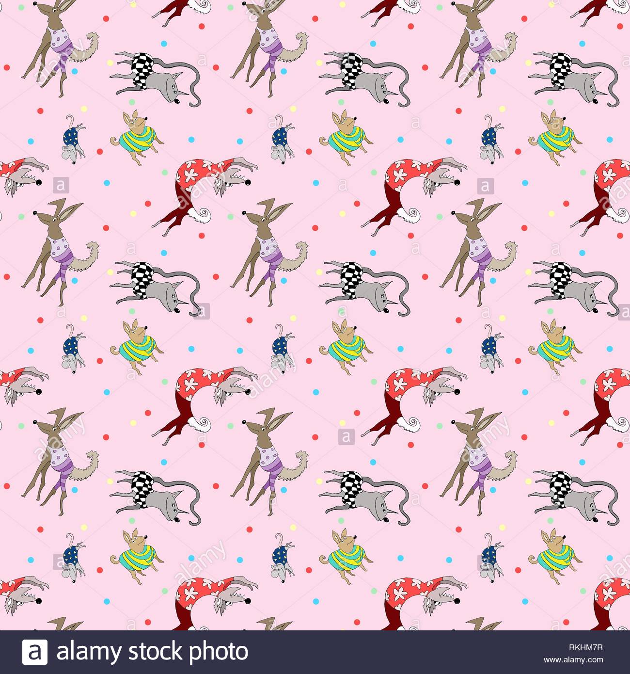 Wallpaper wrapping paper seamless pattern crazy animals dog