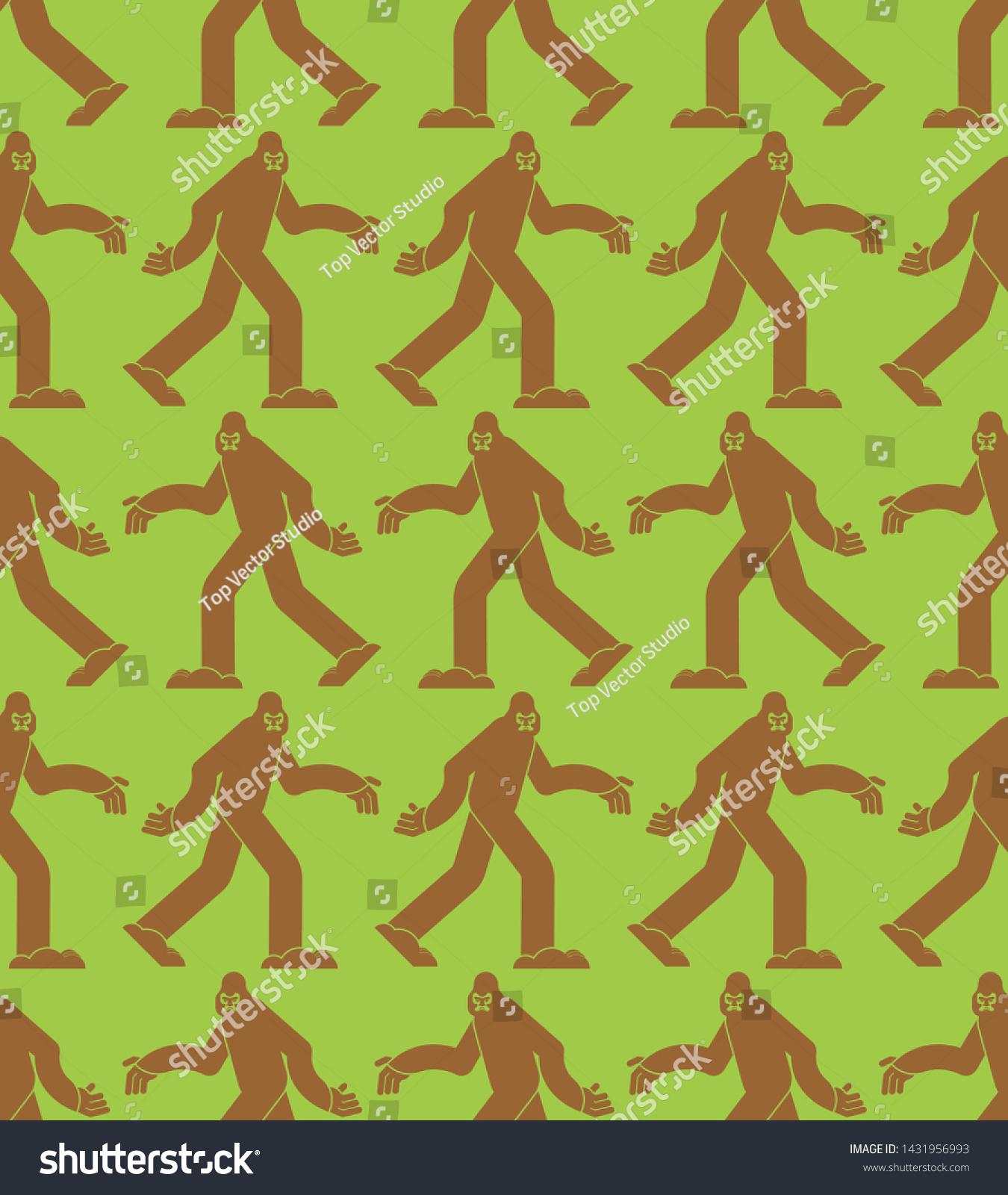 Sasquatch Pattern Seamless Bigfoot Background Abominable Stock