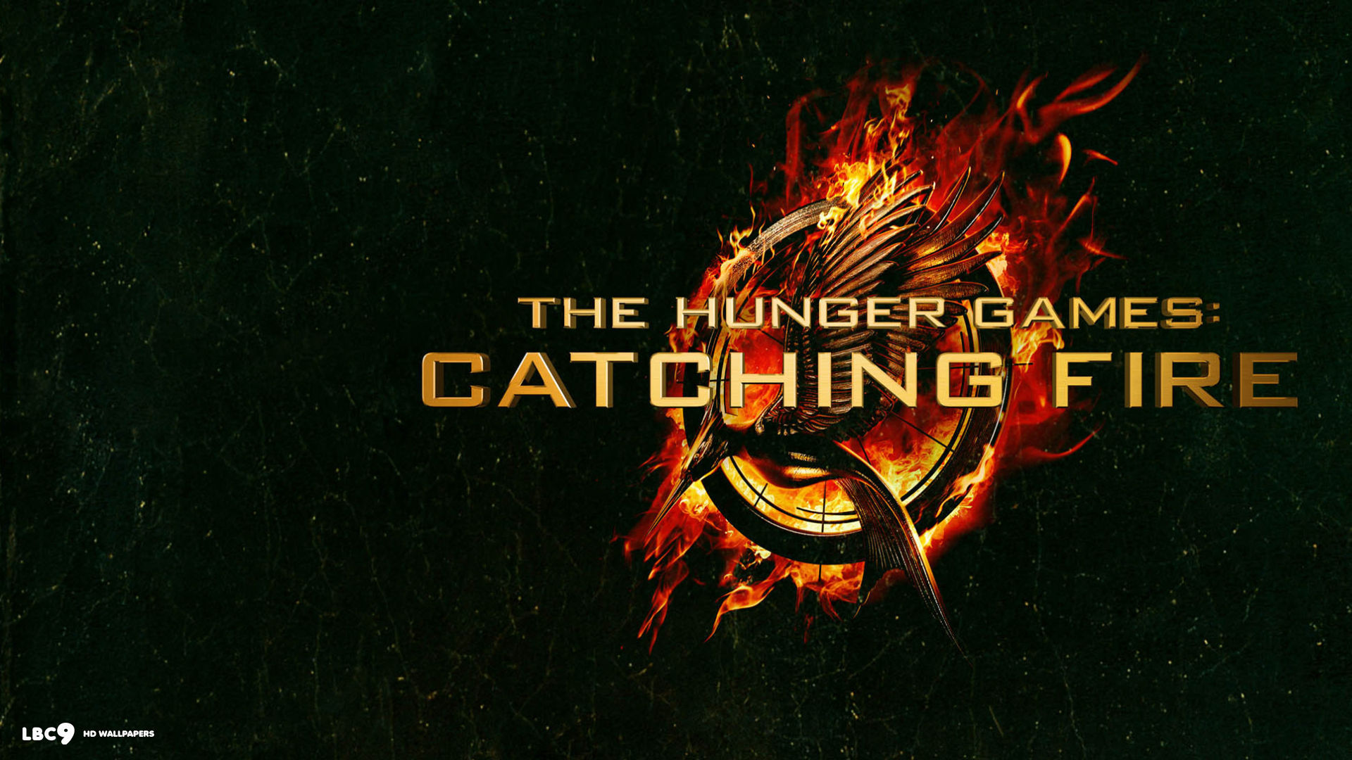 Hunger games catching firelogo in green background wallpapers and