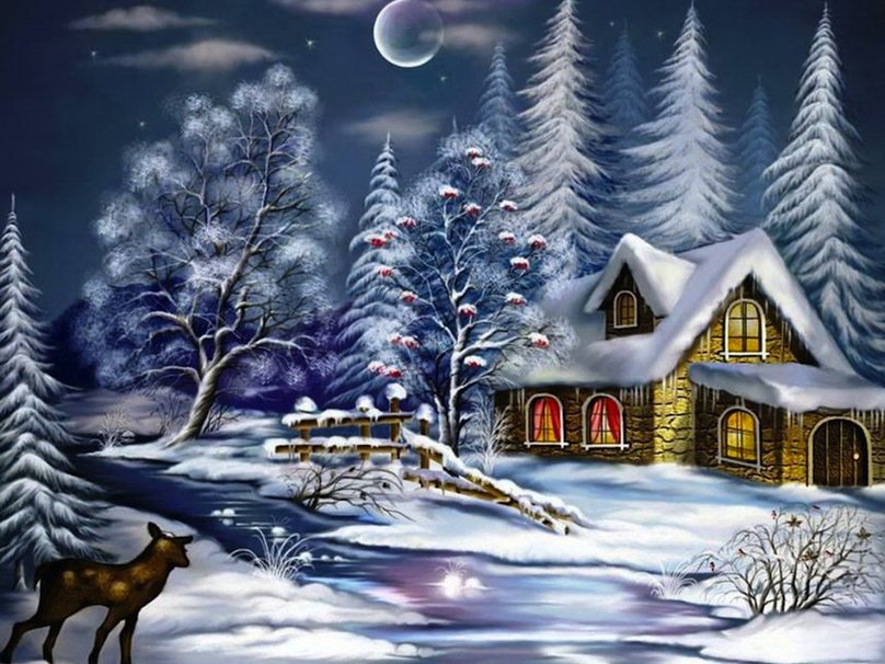 Go Back Gallery For Christmas Cottage Wallpaper