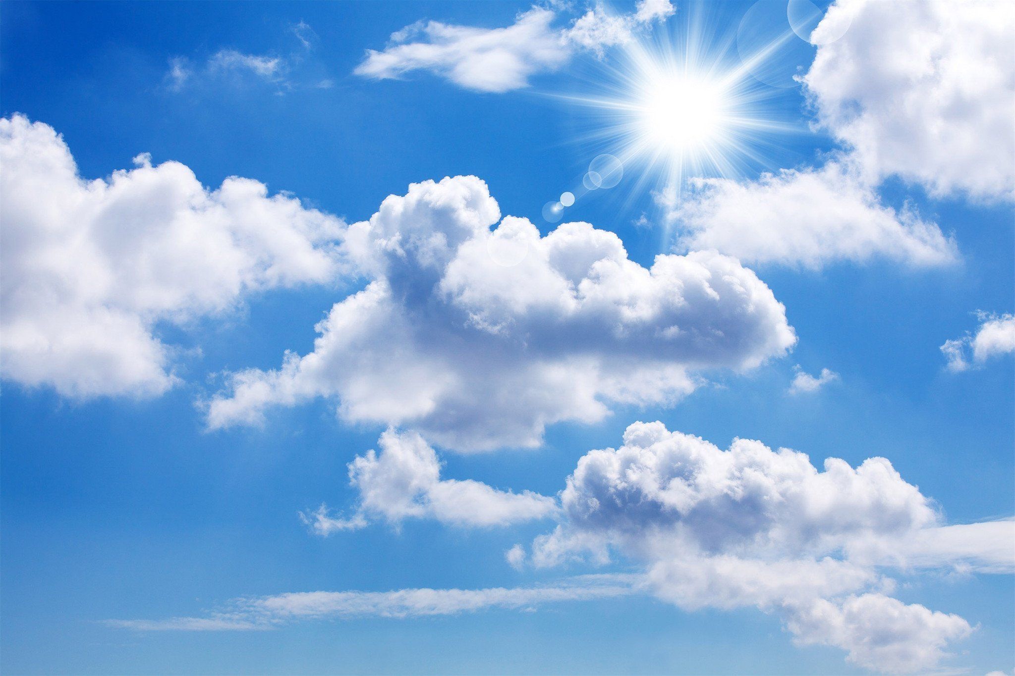 Sunny Blue Sky White Clouds Wallpaper