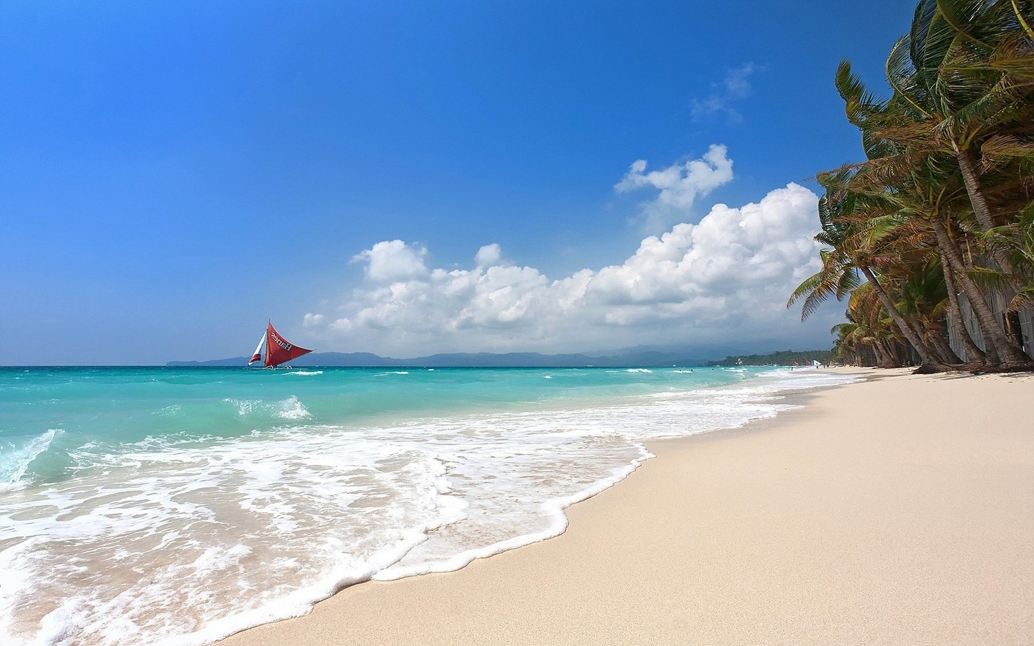 Tropical Sailboats Beach Boracay Island Philippines Sea Summer Wallpaper