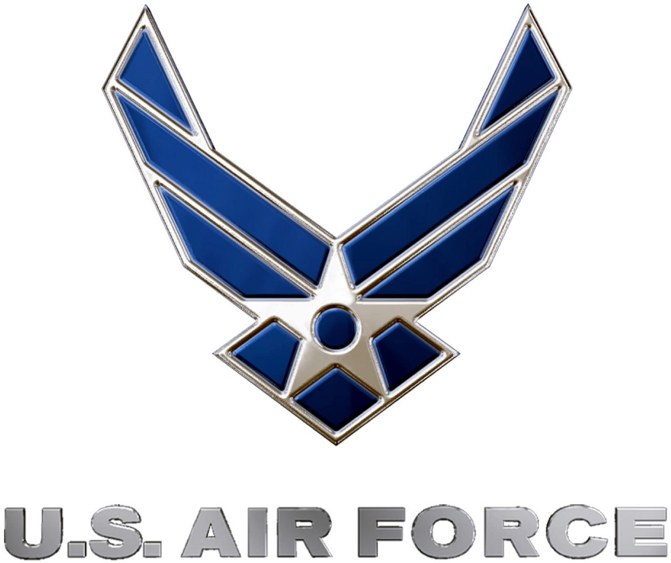 Air Force Logo Silver And Blue 3d With Text