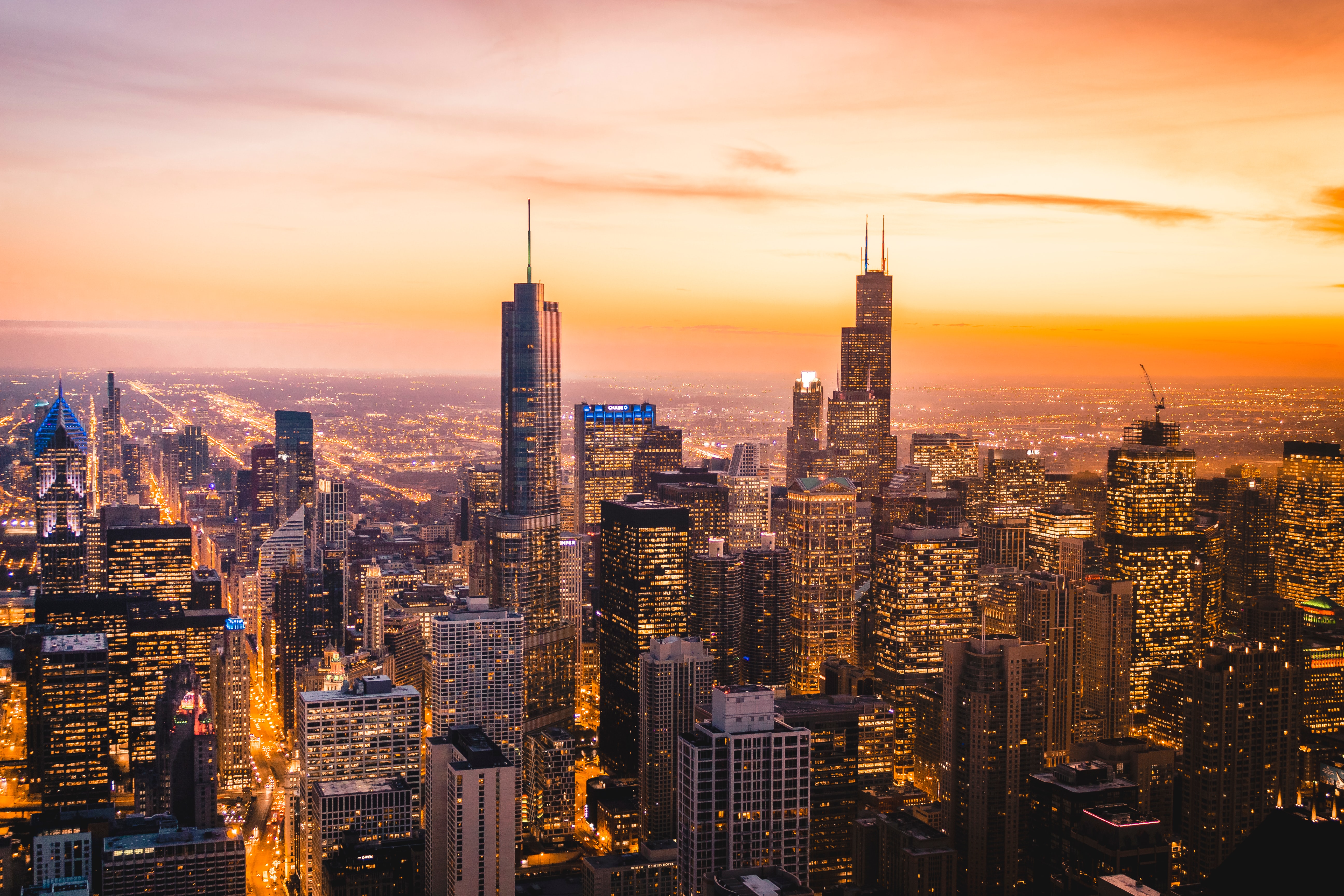 Chicago Skyline at Sunset