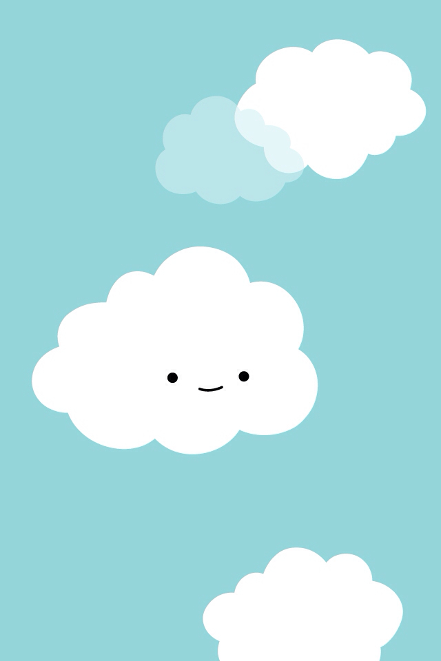 Blue Cloud Cute iPhone Jc Caylen Random Smile Wallpaper White