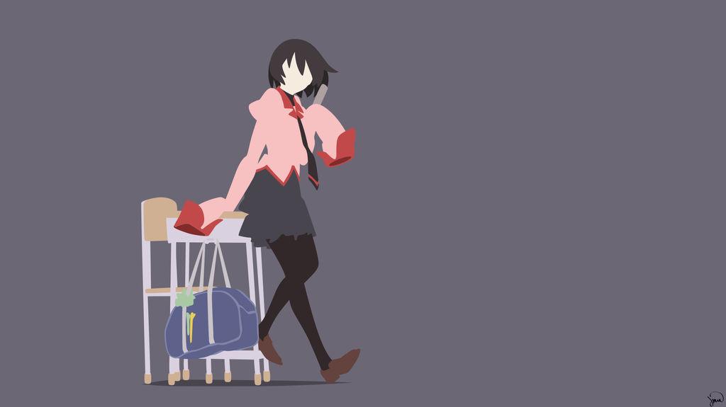 Ougi Oshino Owarimonogatari Minimalist Wallpaper By