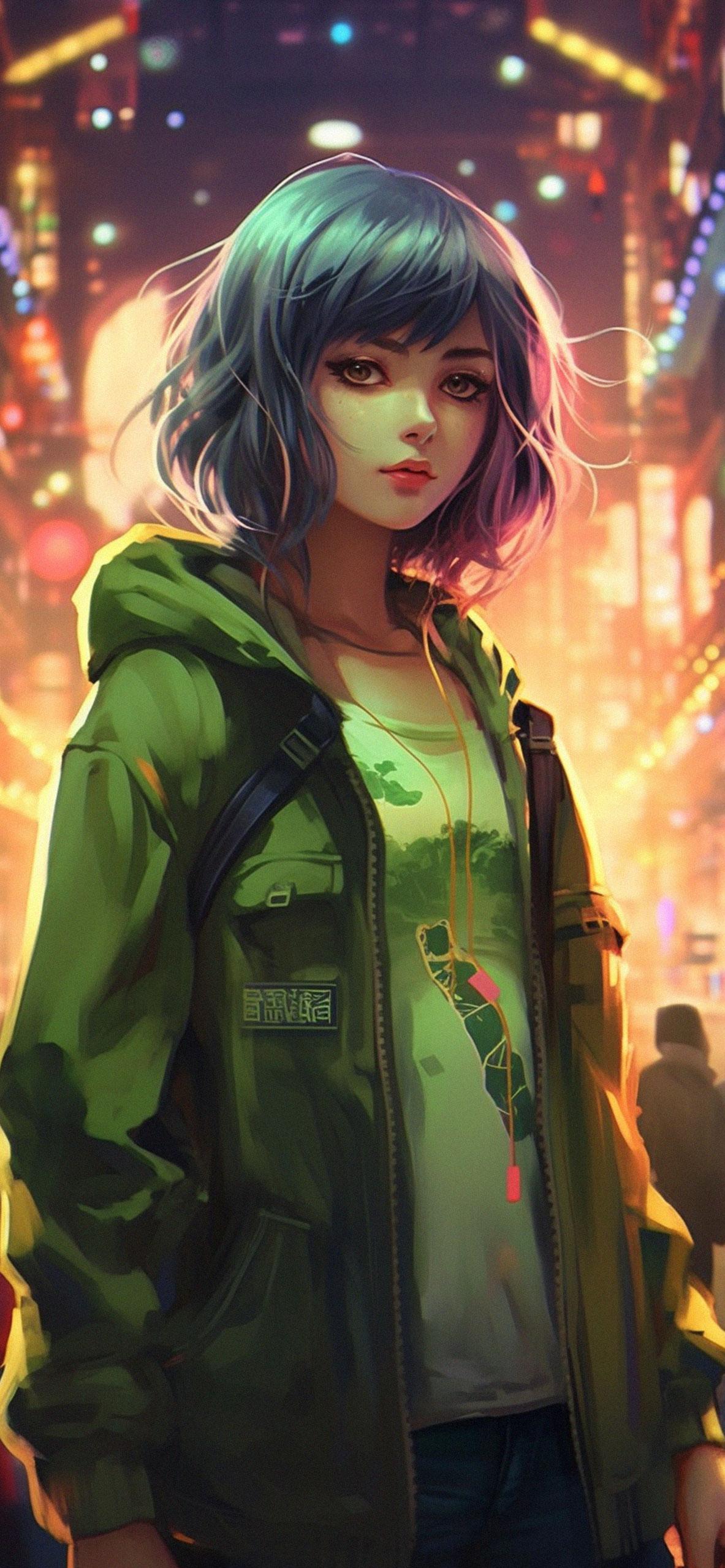 Anime Girl in a Green Jacket Wallpapers Anime Girl Wallpaper 4k