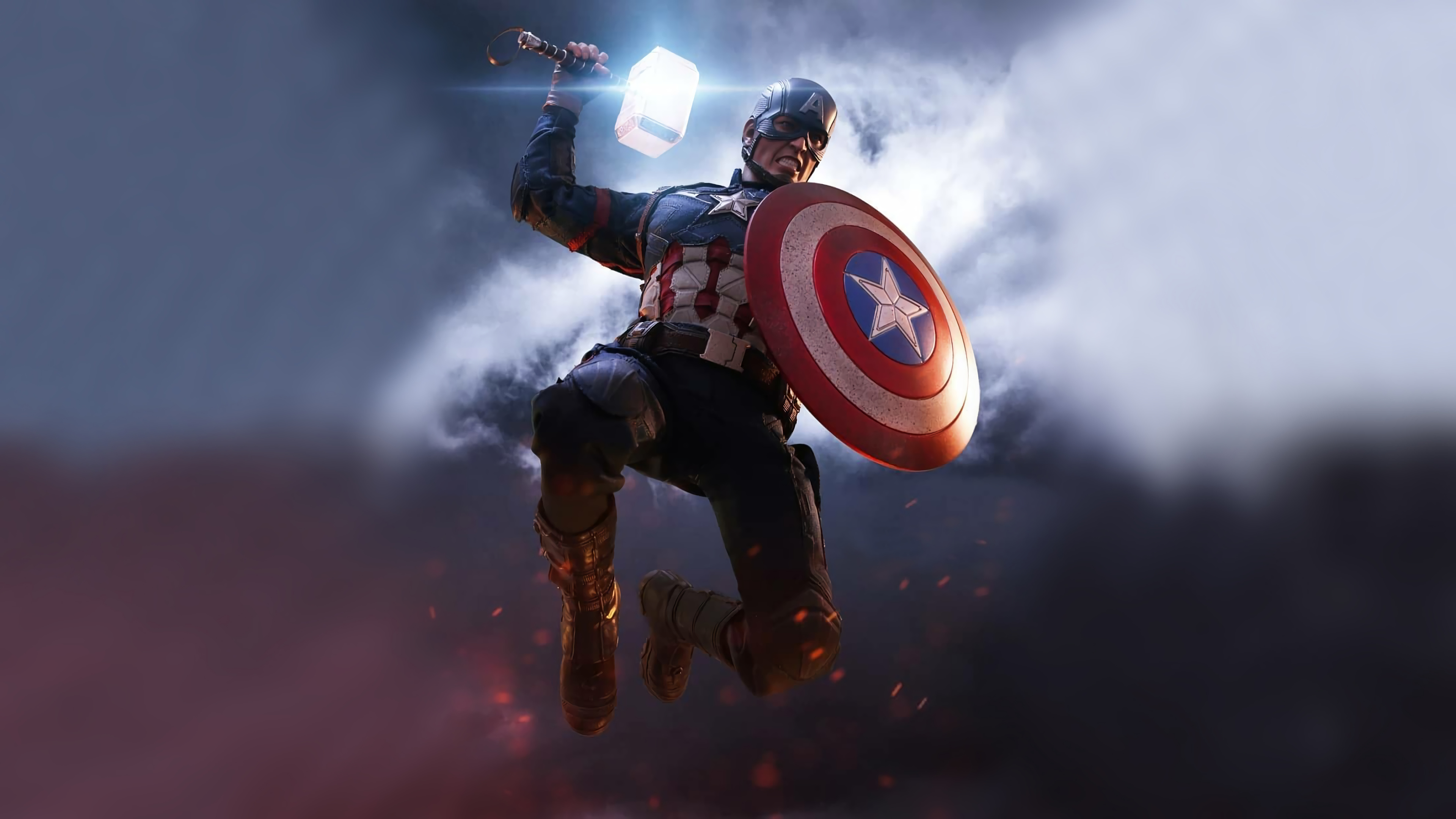 Captain America Mjolnir Artwork 4k Wallpaper Hd Superheroes