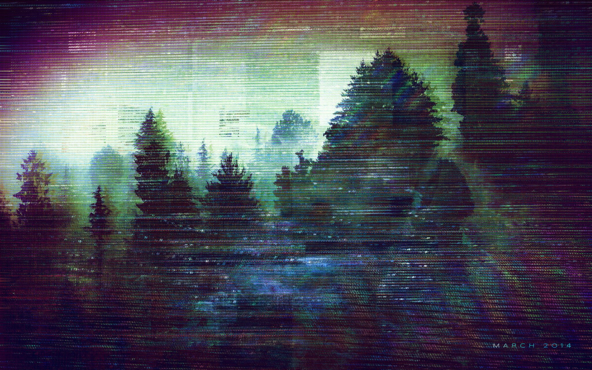 Vaporwave Woods Wallpaper X