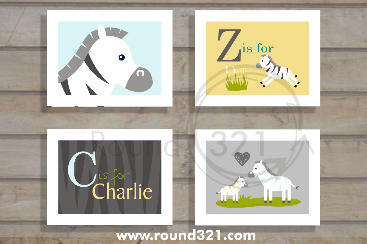 Round321 Products Personalized Name With Zebra Print Background
