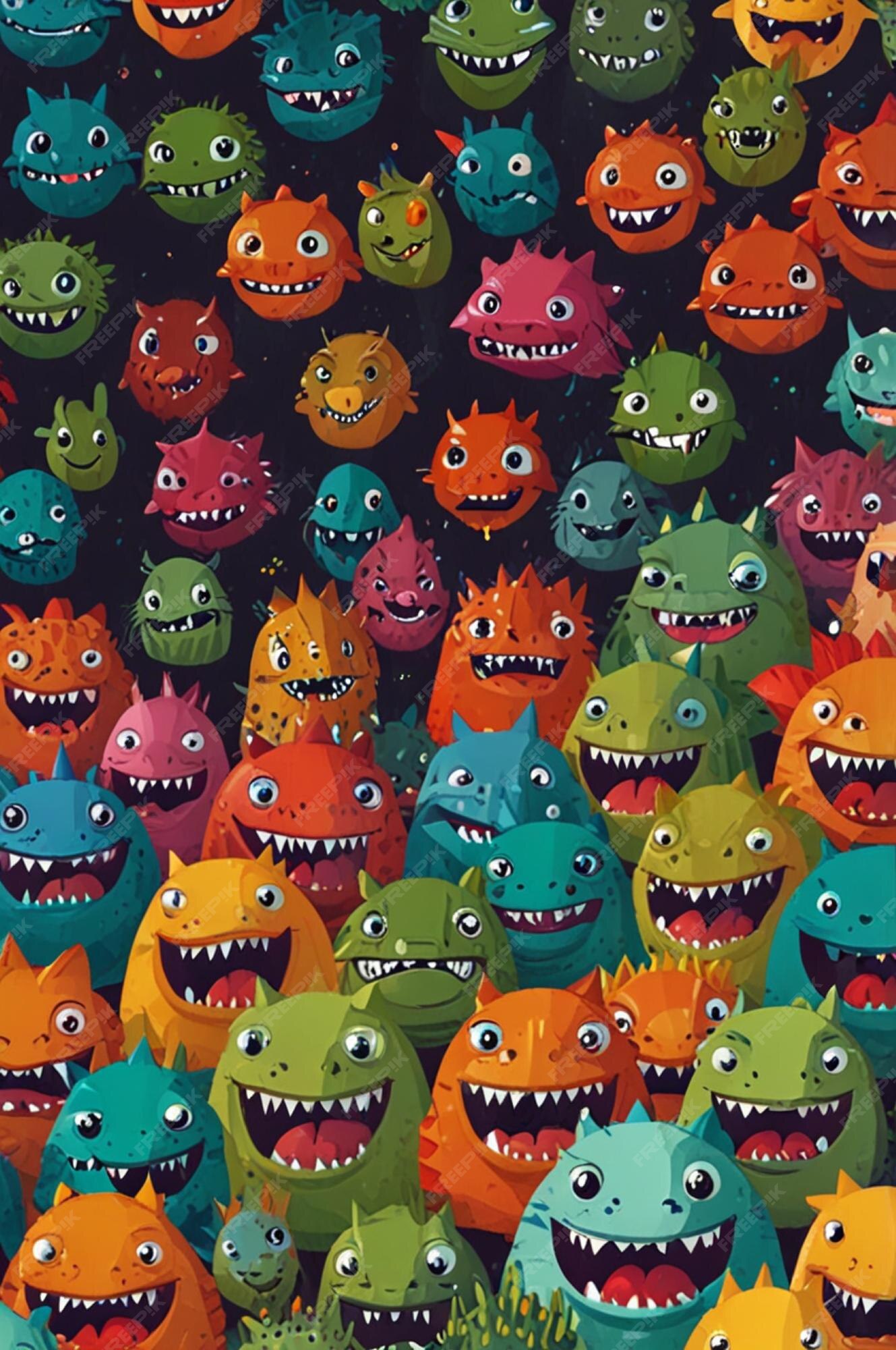 Smartphone Wallpaper With A Playful Cartoonstyle Dinosaur Faces