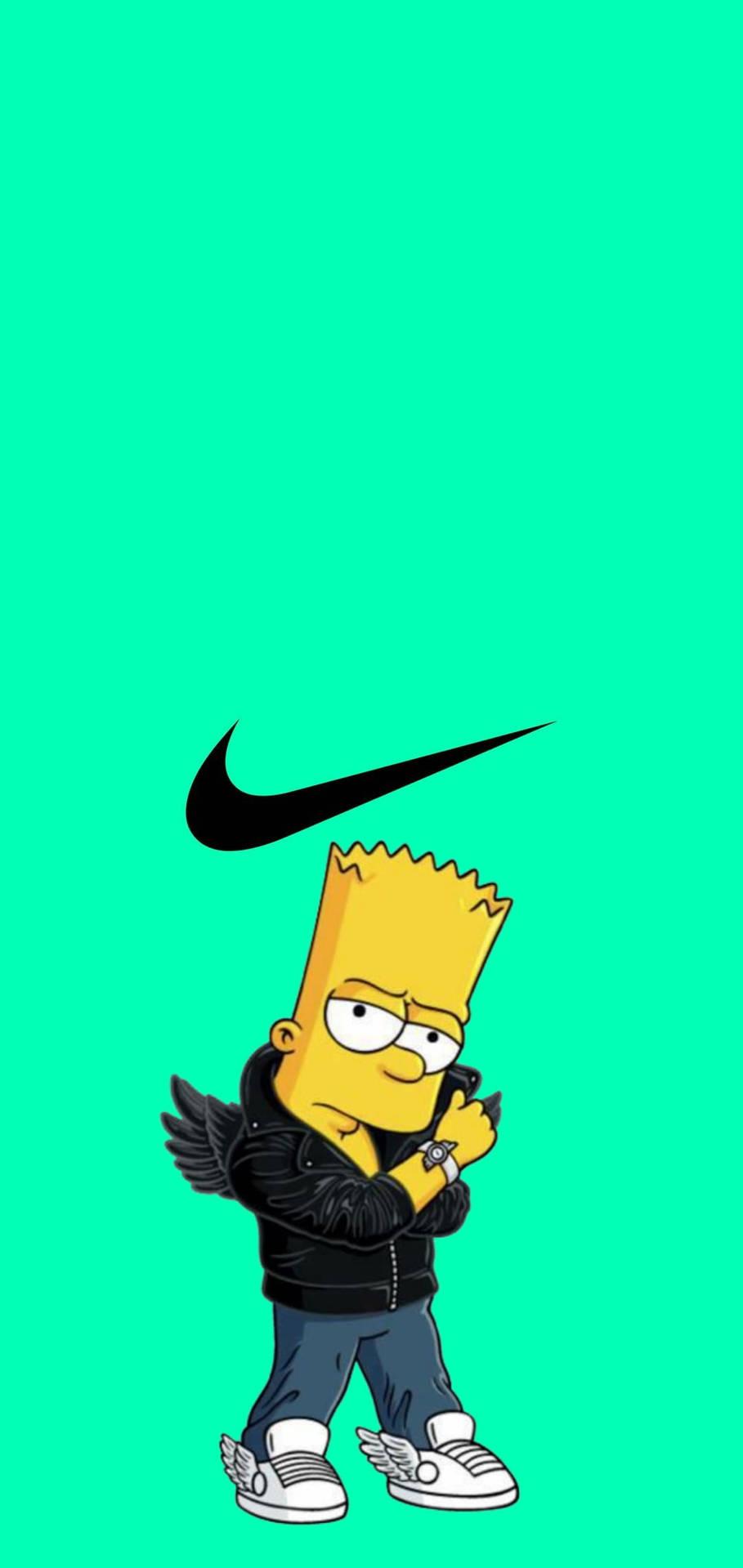 Download Green Nike Cartoon Bart Simpson Wallpaper