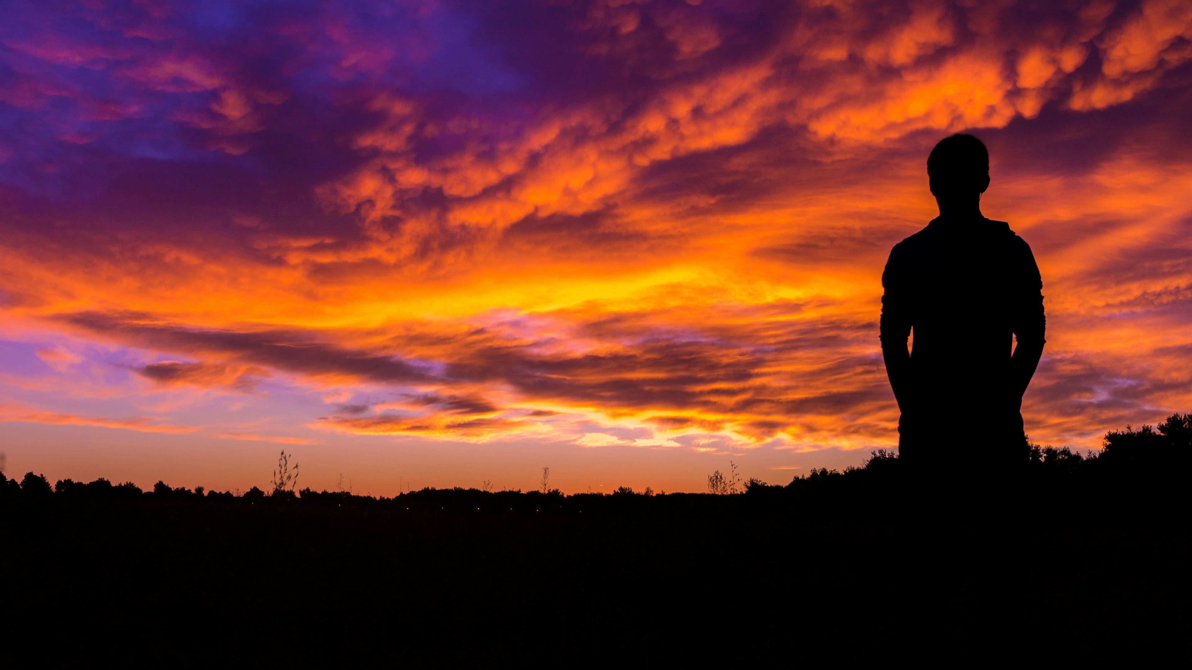 Silhouette Sunset Sky Night 4k Wallpaper