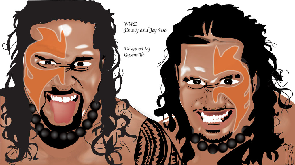 Jimmy And Jey Uso Face Portrait By Qasimali01