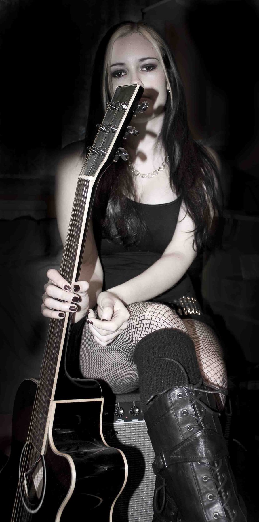 Girl Girls Guitar Guitarist Manga Megurine Luka Music Musician Picture