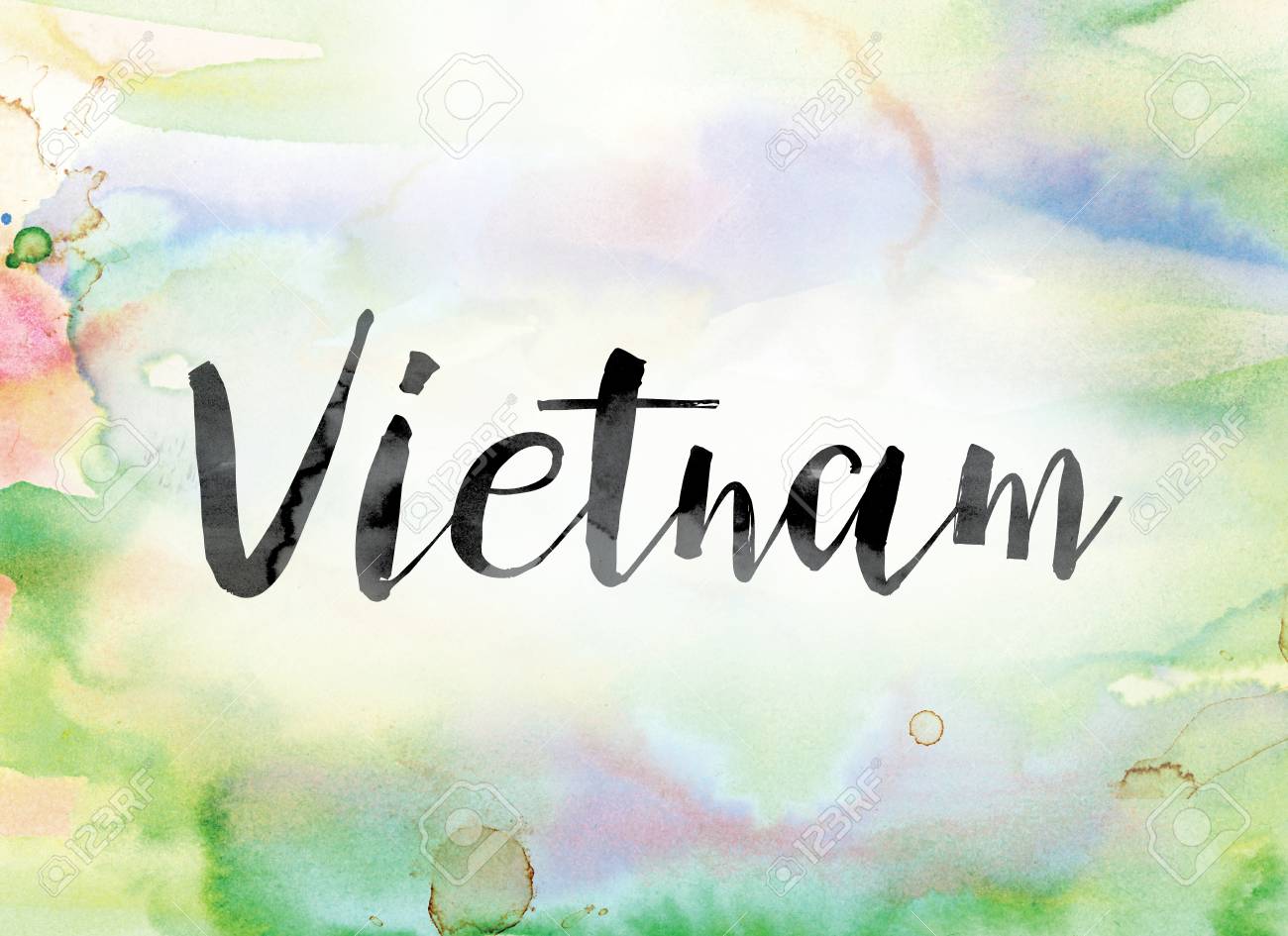 Free download The Word Vietnam Painted In Black Ink Over A Colorful