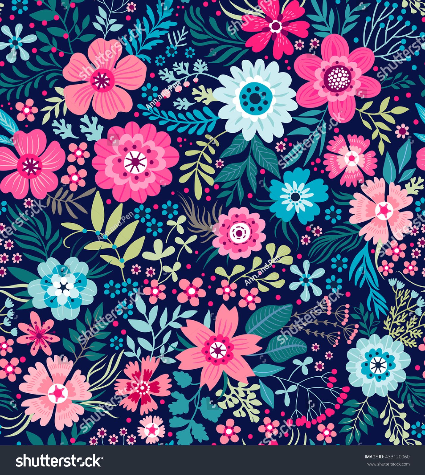 Cute Pattern In Small Flower Colorful Flowers White