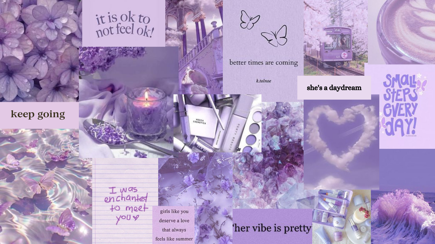Aesthetic Purple Collage Laptop Wallpaper Pink Cute