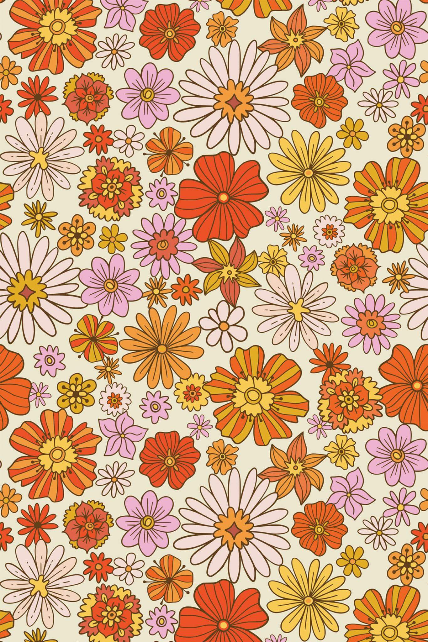 70s Floral Peel And Stick Wallpaper Or Non