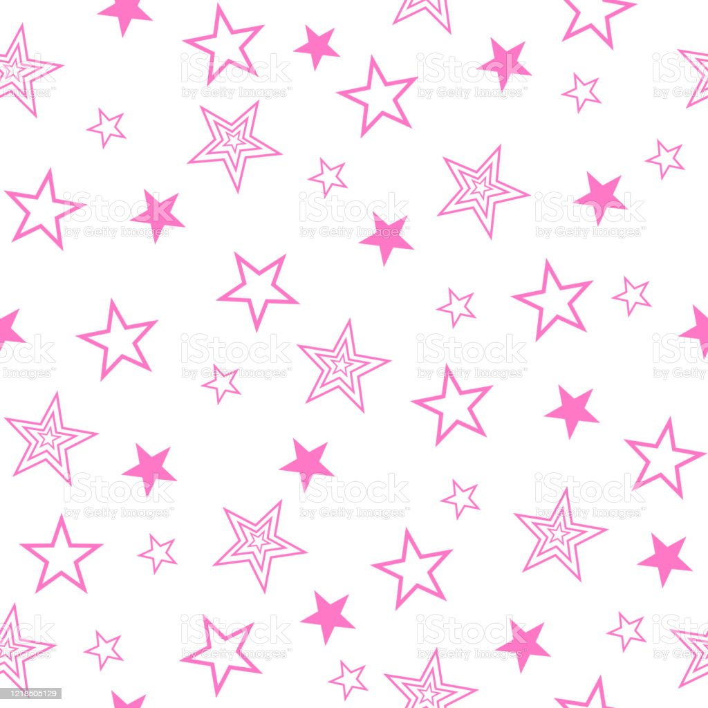 Seamless Pattern With Set Drawn Stars Vector Wallpaper Pink Stars 1024x1024