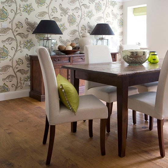 Big And Bold Floral Wallpaper Use To Create Dining Rooms
