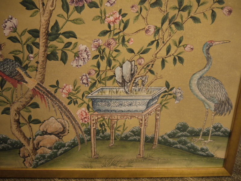 Framed Handpainted Chinese wallpaper at 1stdibs