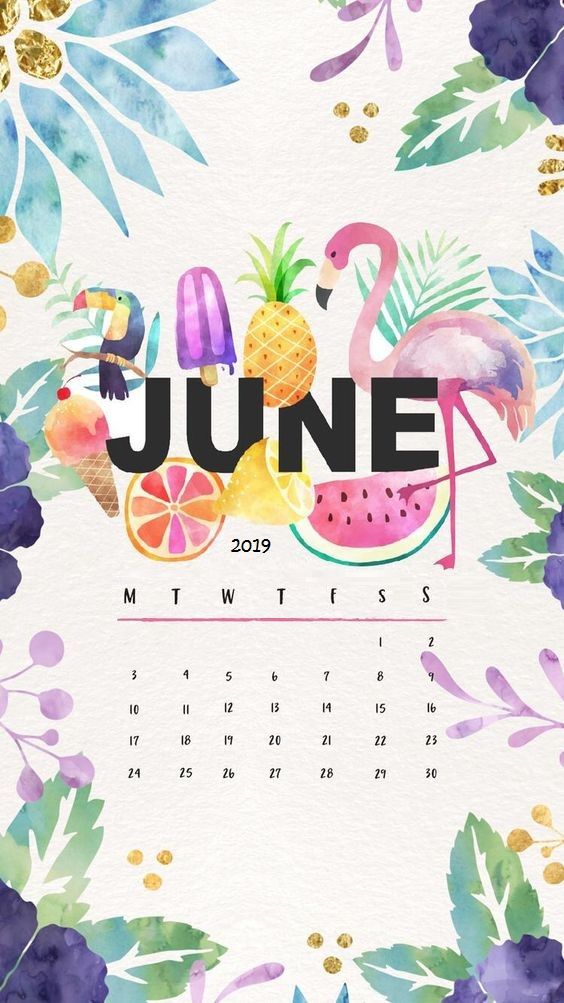 Free Download Fruits Painting June 2019 IPhone Wallpaper Calendar 