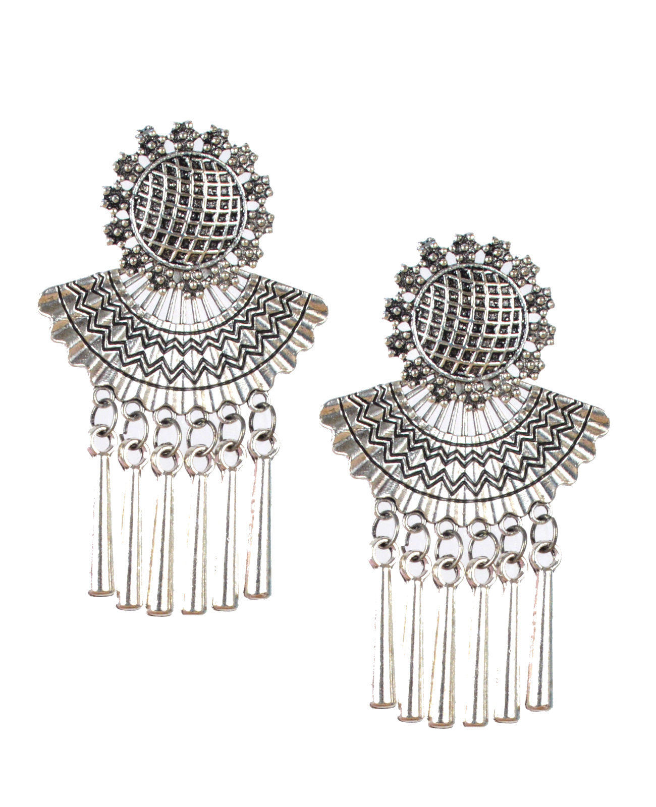 Flower Charm Oxidised Silver Fashion Earrings For Women S Girls