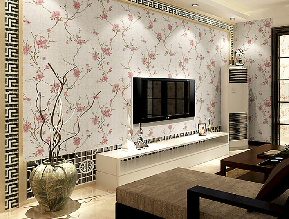 Chinese Style Wallpaper In Living Room Tv Background Wall