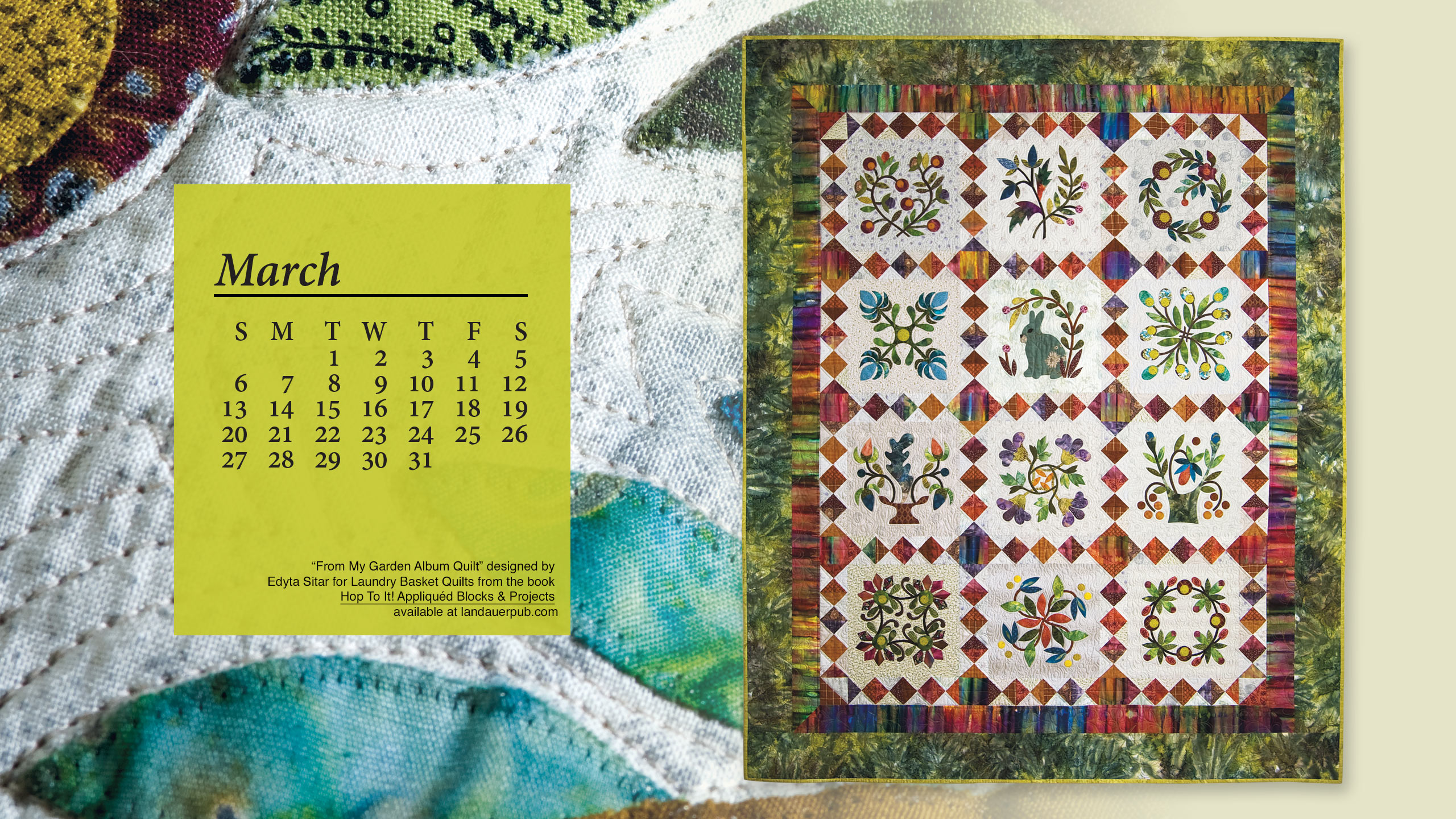 Quilt Calendar Puter Wallpaper March Books