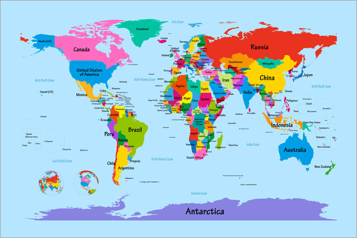 Countries Of The World Map For Kids HD Wallpaper Background