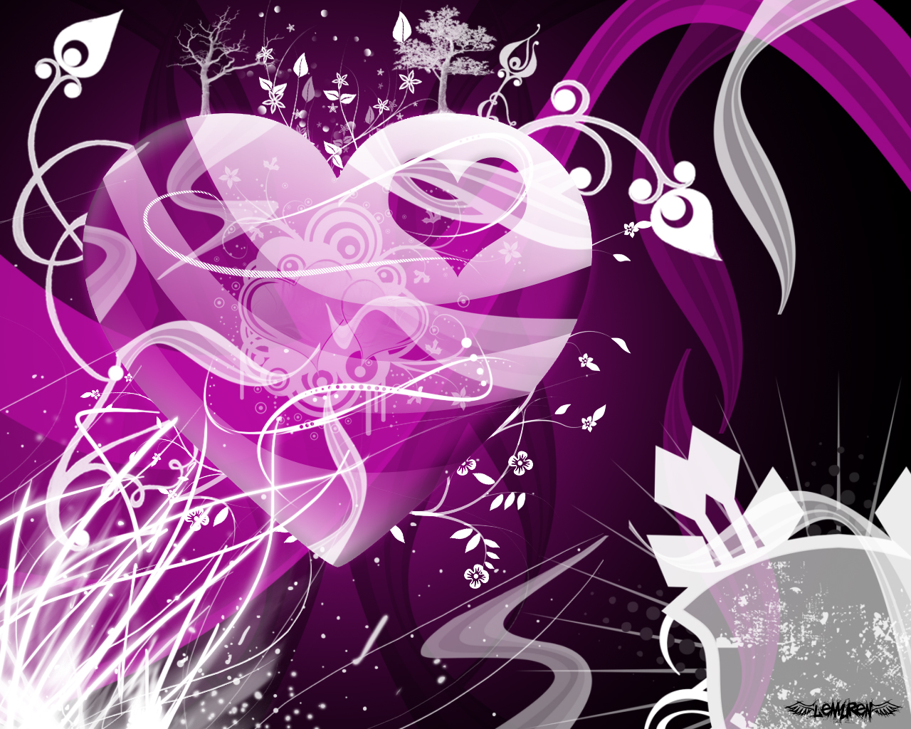 Beautiful Purple Heart Wallpaper HD