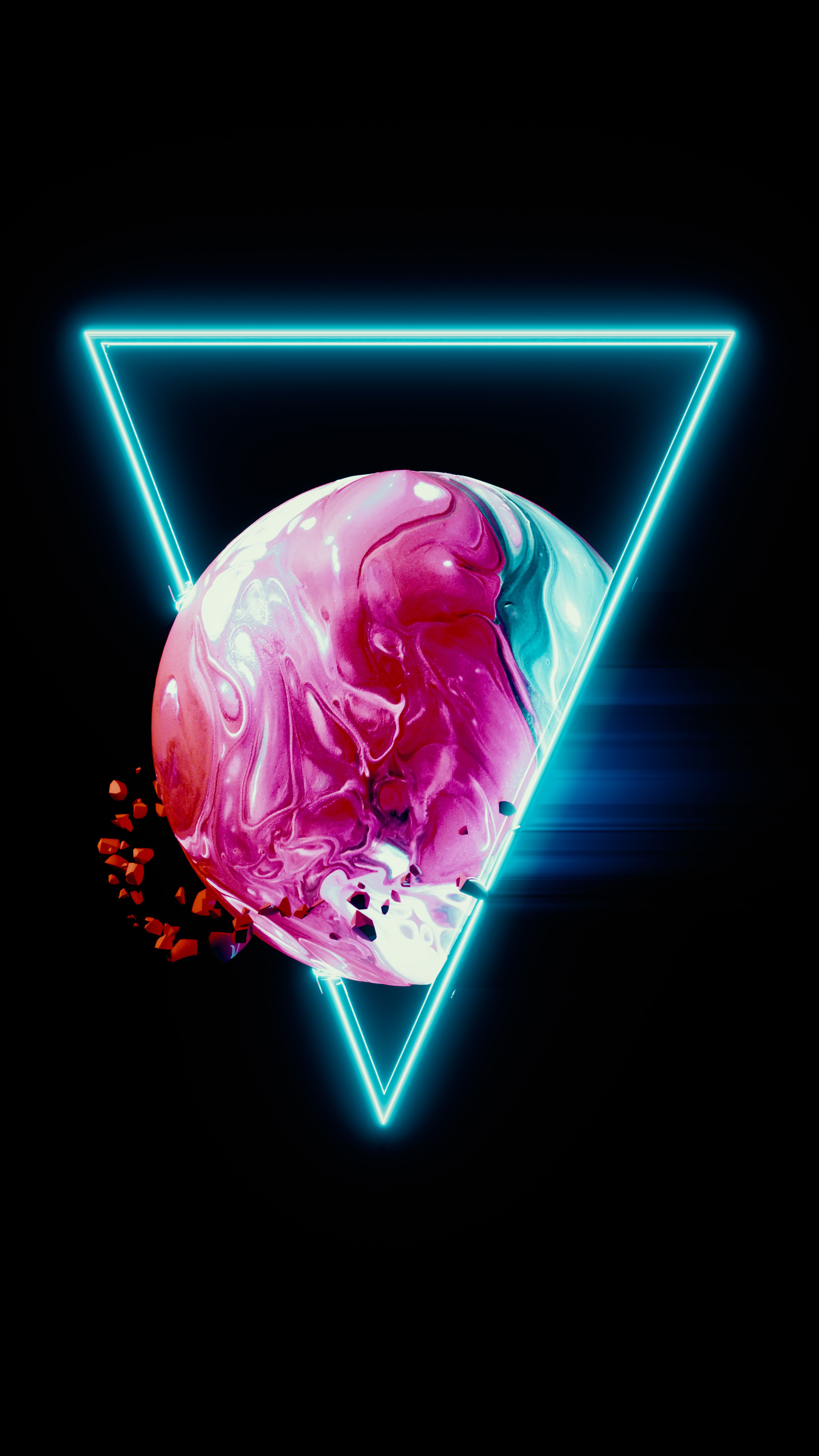 earth triangle android ios wallpaper Vaporwave wallpaper 3240x5760