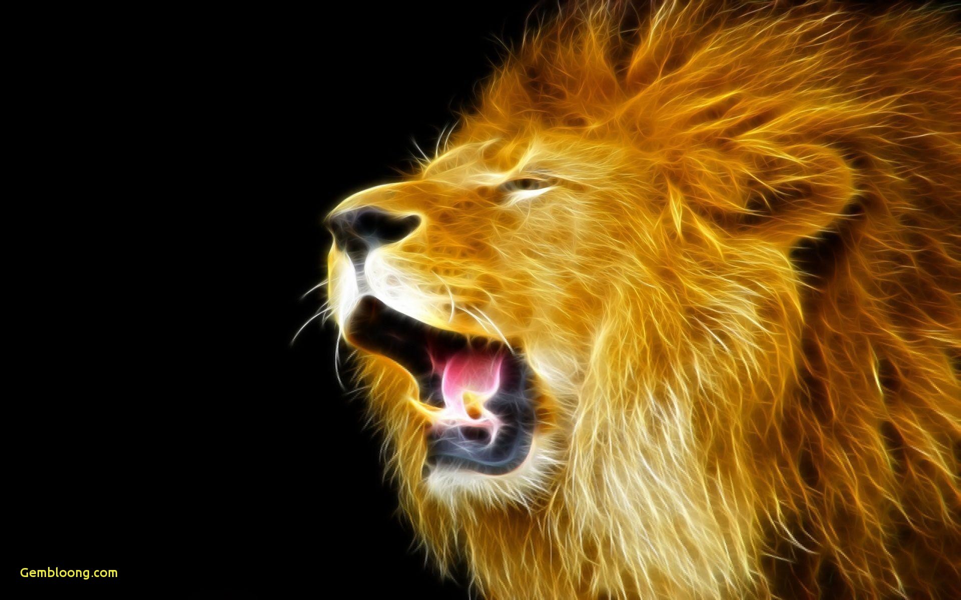 A majestic lion roars, its golden mane glowing against a dark background. This digitally enhanced image captures the power and beauty of the king of the jungle